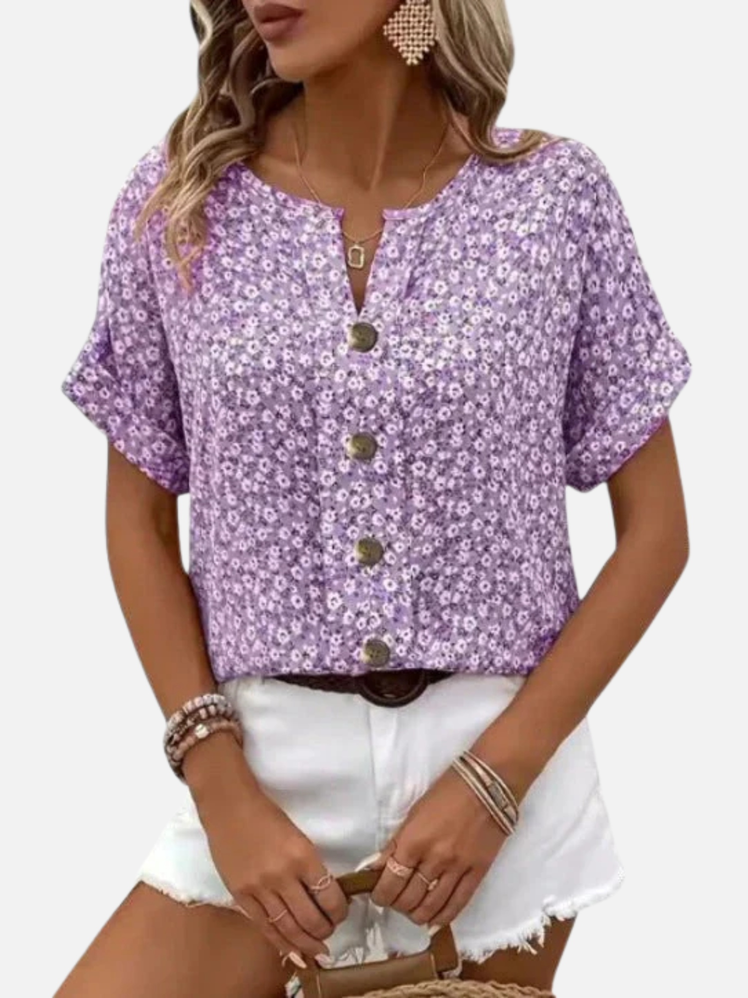 Women’s Lightweight Cotton Floral Blouse for Summer Comfort