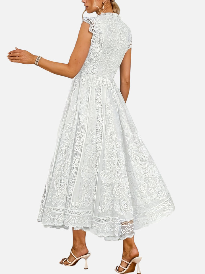 Women’s Lace Maxi Dress Wedding Guest Elegant Flared Fit