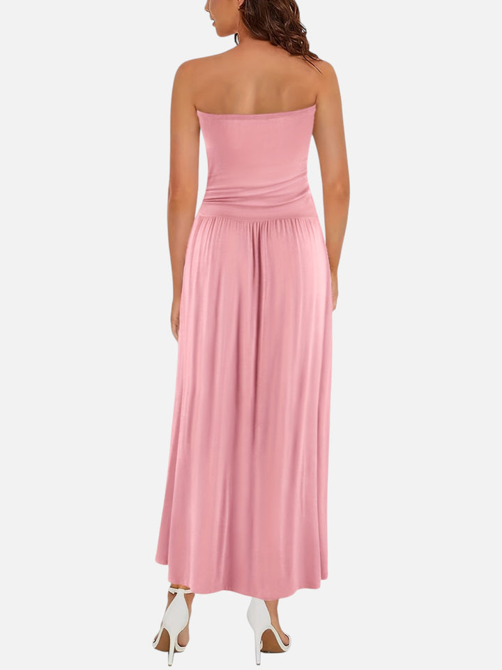 Women's Strapless Dress for Evening Events Slim Fit Waist