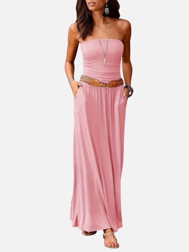 Women's Strapless Dress for Evening Events Slim Fit Waist