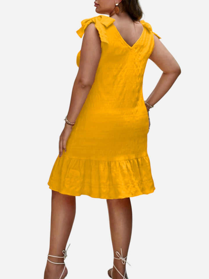 Plus Size Midi Dress for Summer Casual Sleeveless V Neck