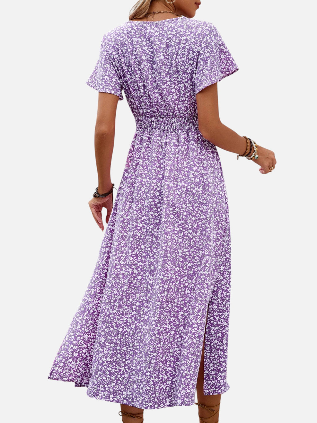 Women's Floral Maxi Dress for Summer Elegant High Slit Outfit