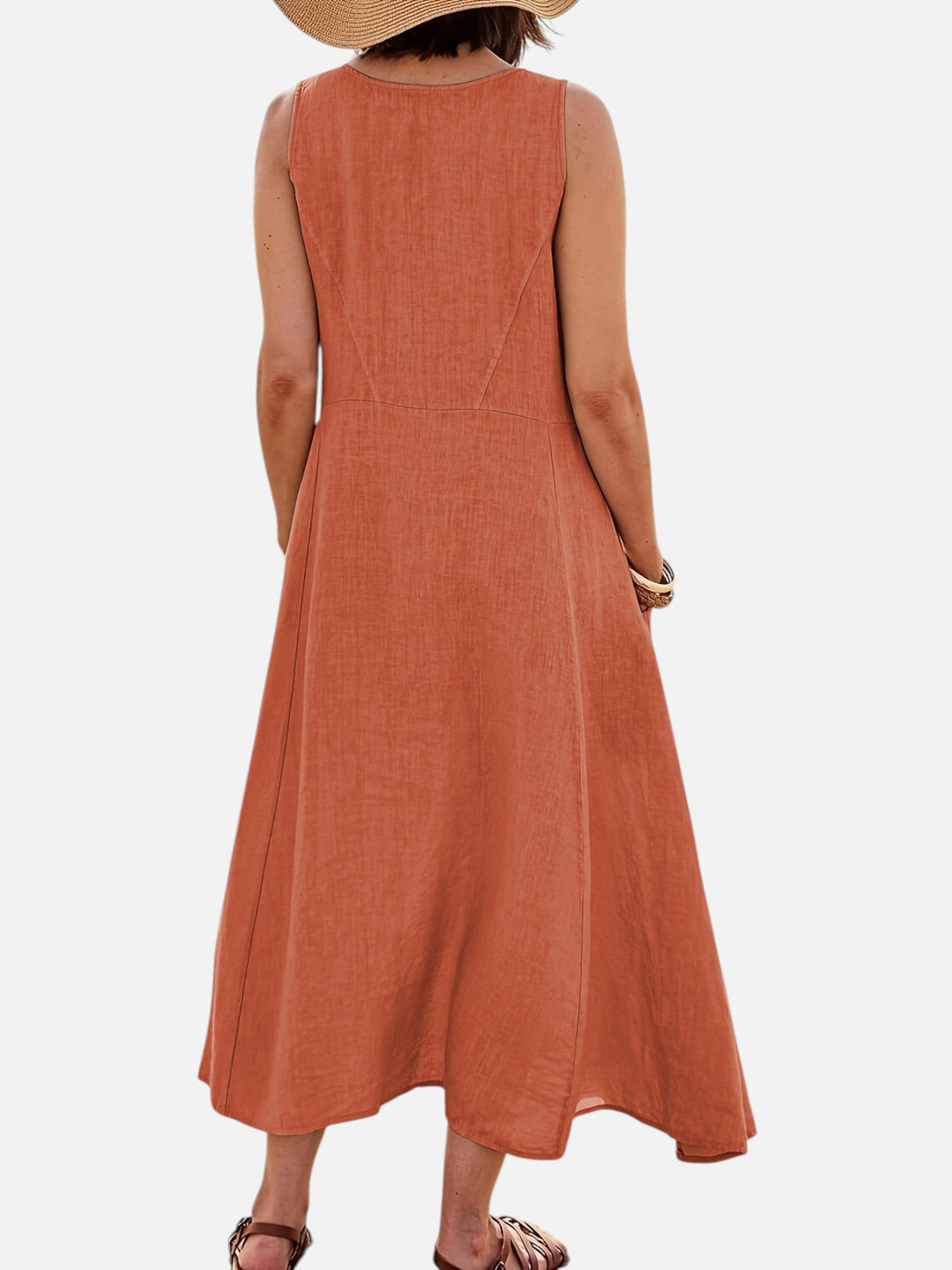 Women’s Sleeveless Midi Dress With Pockets Loose Summer Casual