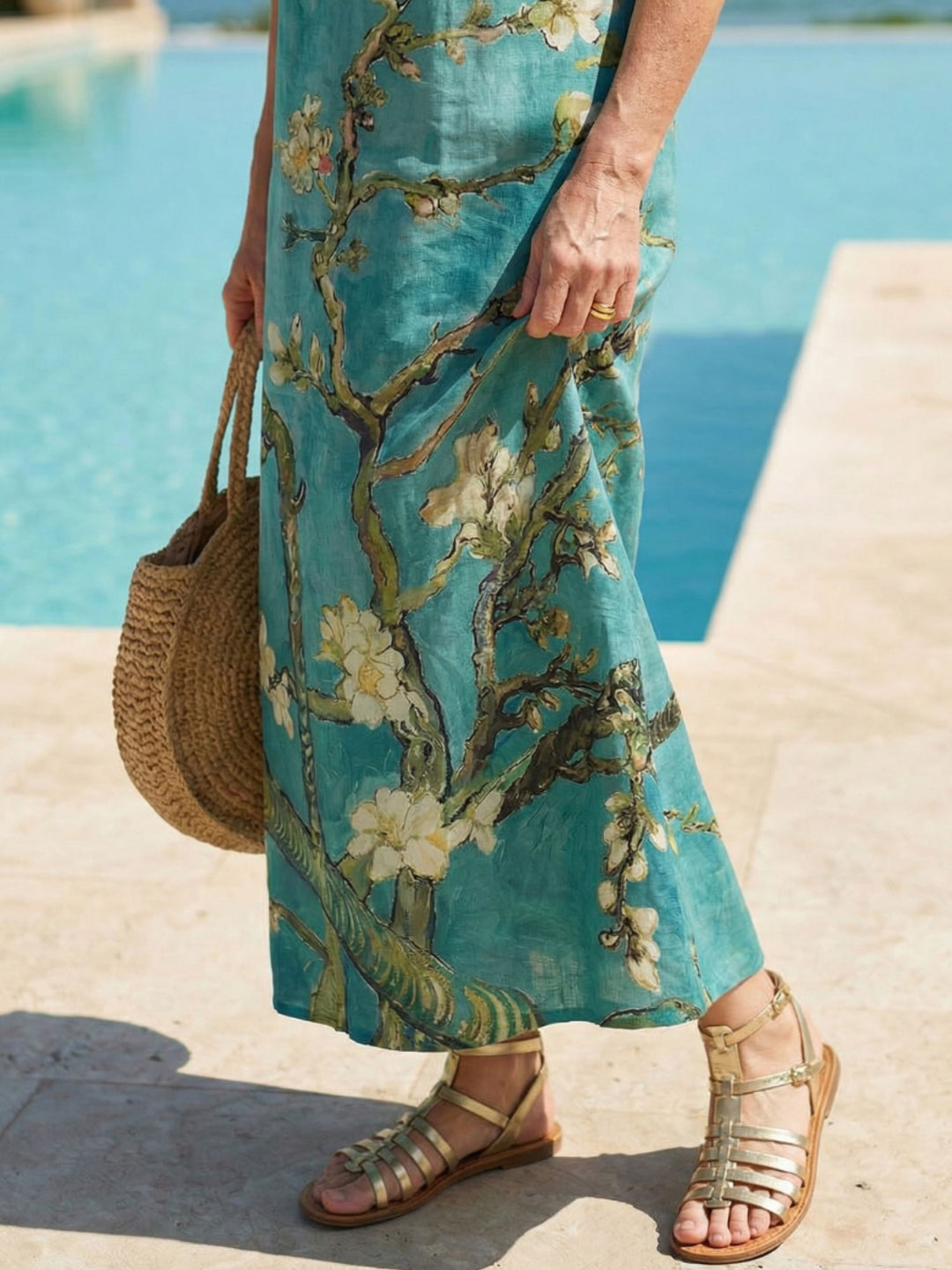Women Lightweight Midi Dress Breathable Daily Casual Style