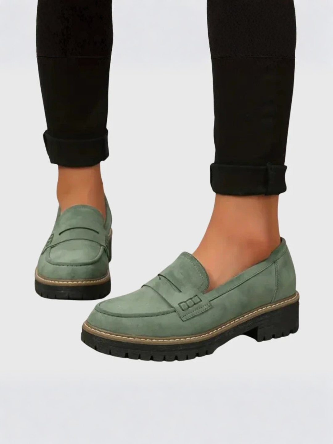 Women’s Comfortable Leather Loafers Slip-On Work Shoes