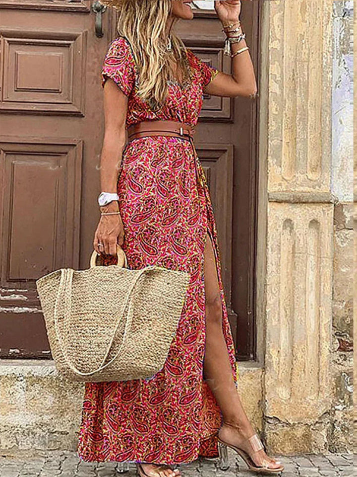 Women’s V-Neck Maxi Dress Relaxed Fit Everyday Wear Breathable Style
