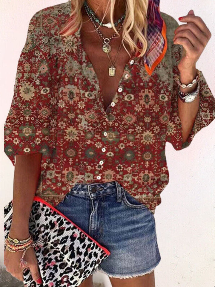 Blouse Women’s Printed Summer Button Shirt Casual Wear