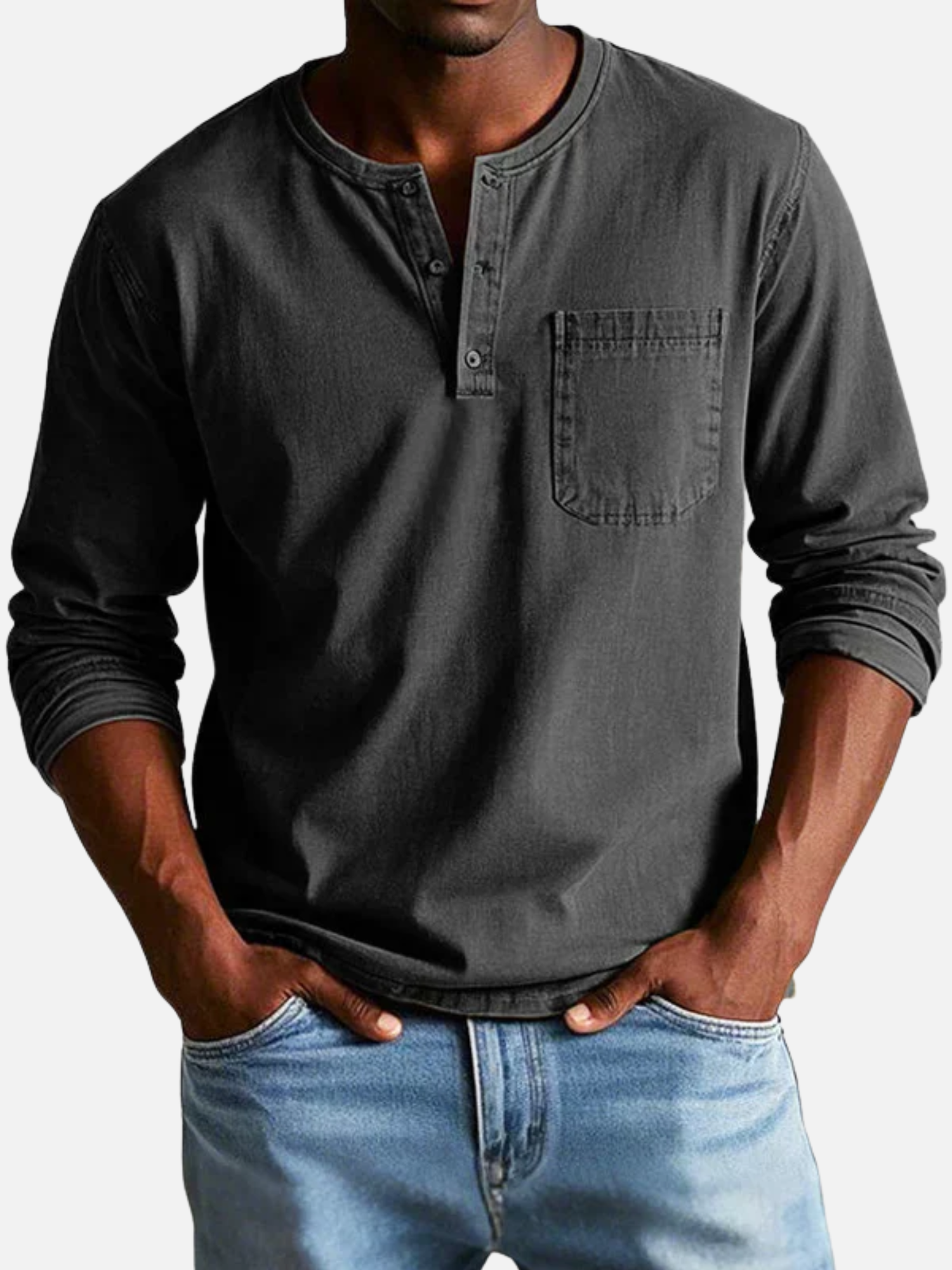 Men’s casual long sleeve Henley shirt for everyday comfort