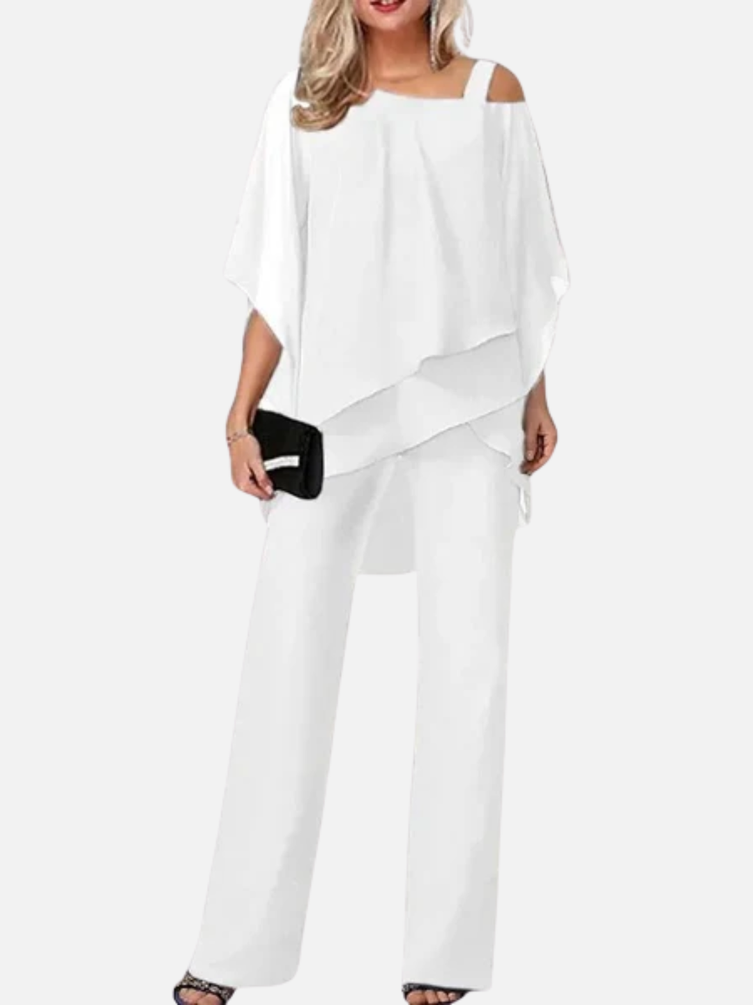 Women's chiffon pantsuit for wedding guest formal wear