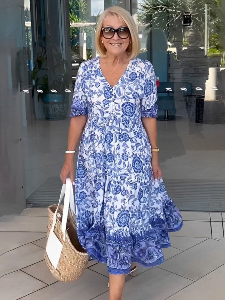 Women Summer Floral Maxi Dress Soft Breathable Relaxed Style