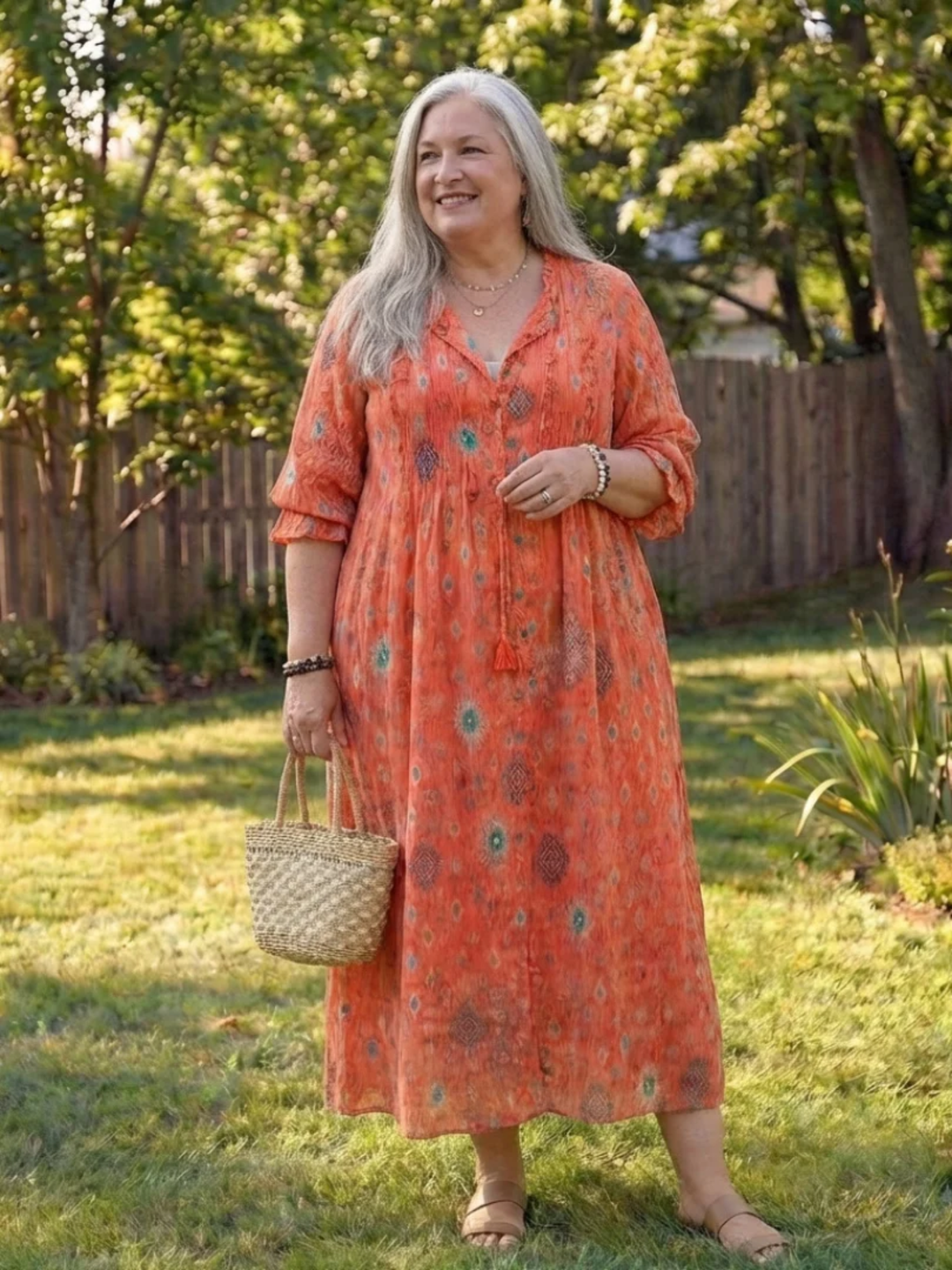 women's botanical maxi dress lightweight summer flowy elegant outfit