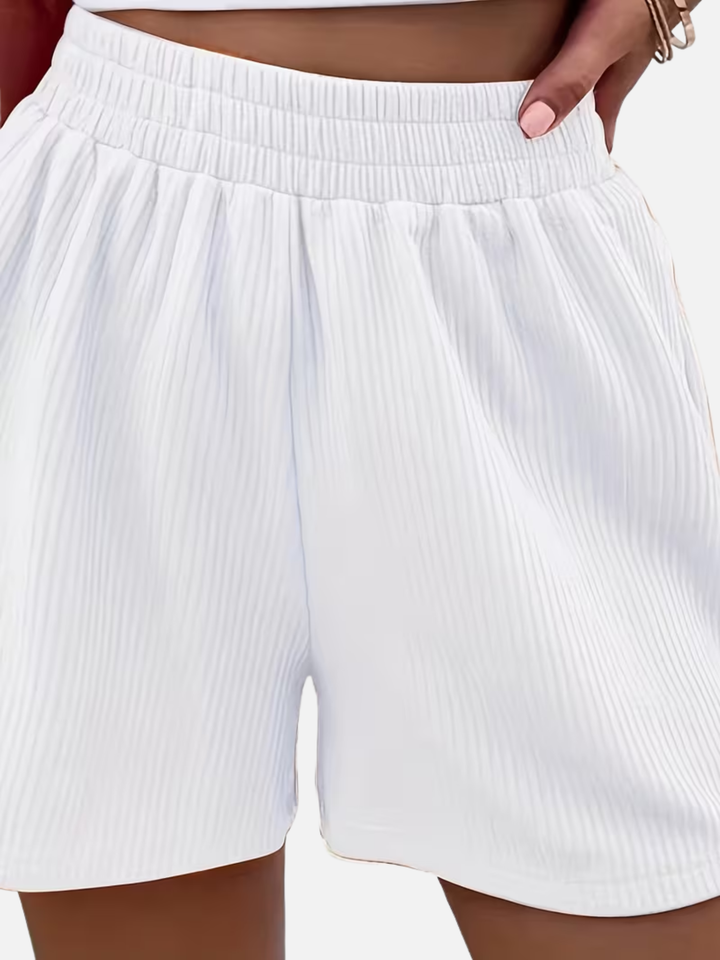 Women’s Summer Lounge Set Ribbed Crop Top and Shorts Set