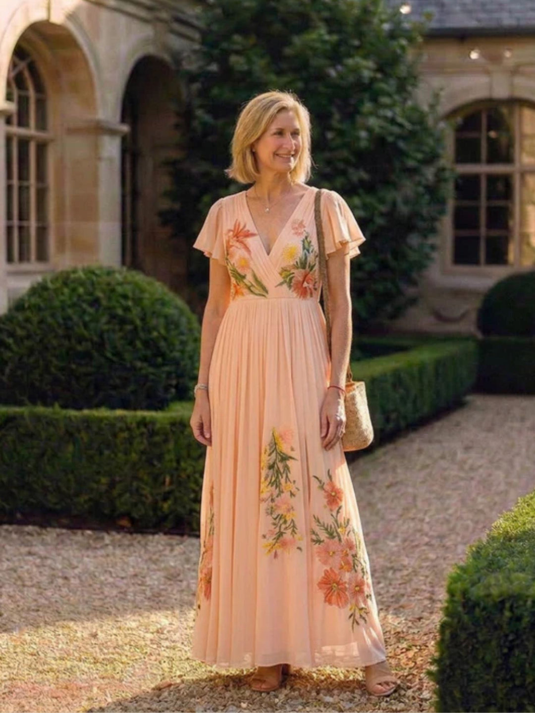 Women’s Casual Maxi Dress Comfortable Pleated Floral Daily Wear