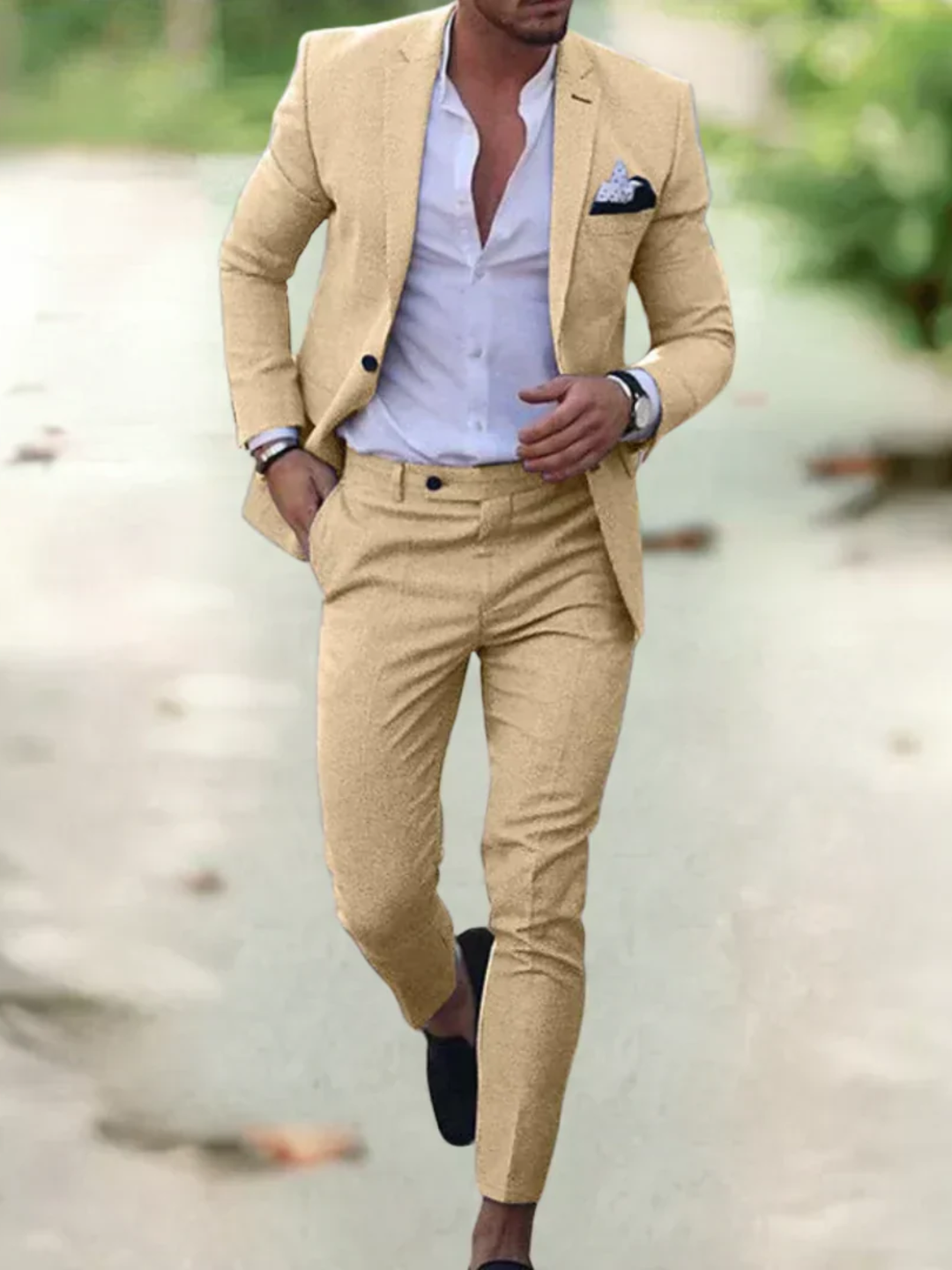 Men's summer suit lightweight breathable for weddings and events