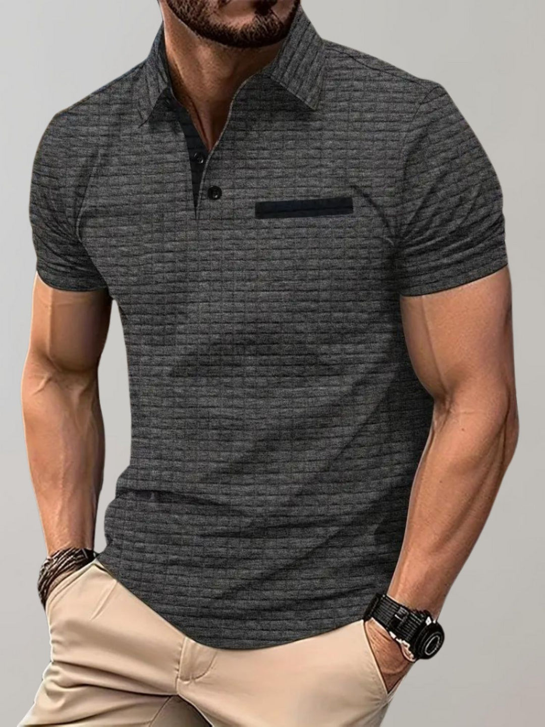 Athletic Fit Polo Shirt Men Smart Casual Everyday Wear