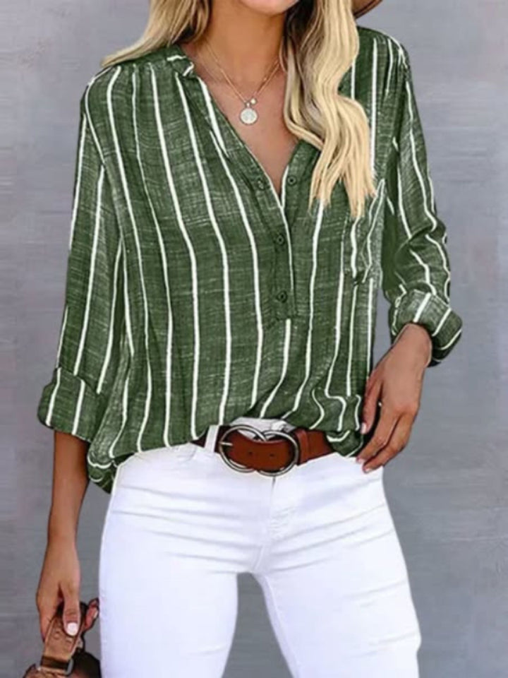 Blouse Women’s Striped Summer Shirt For Work Casual Wear