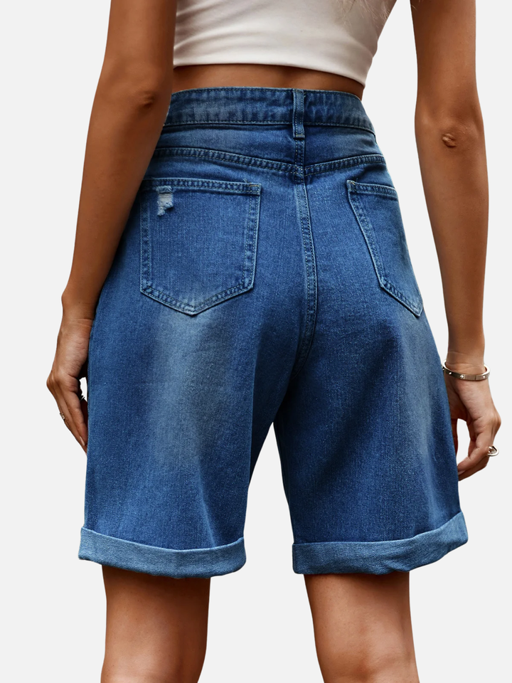 Women’s Relaxed Denim Shorts Cuffed Hem Everyday Summer Wear