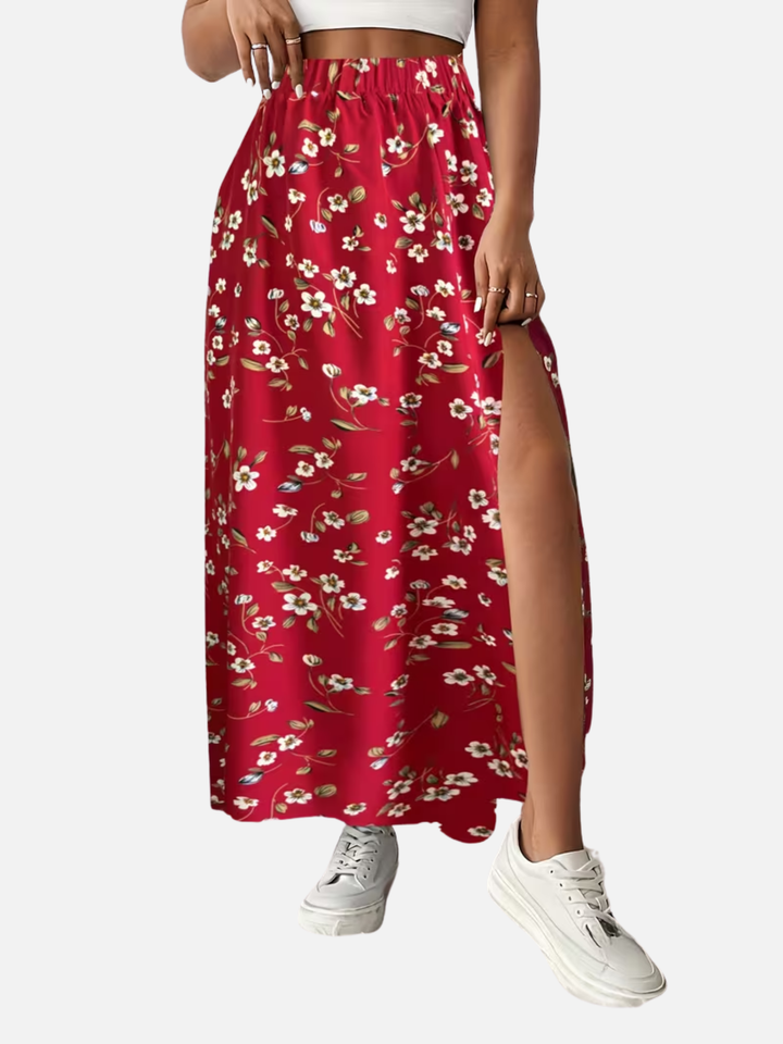 Women's Floral Maxi Skirt High Waist Vacation Outfit