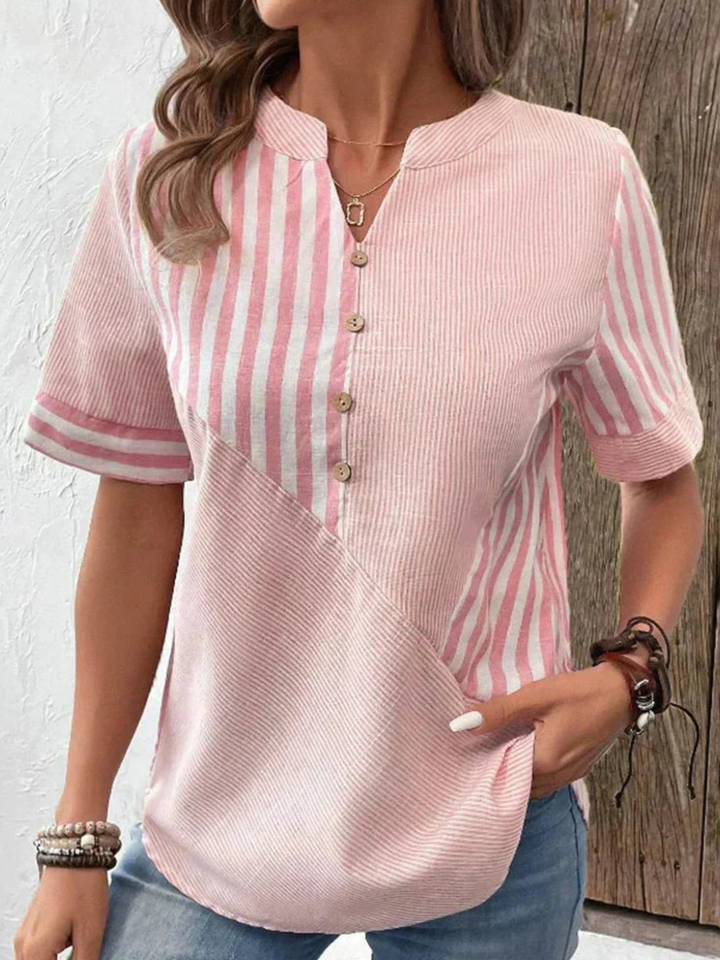 Blouse Women Striped Casual Top for Everyday Comfort Wear