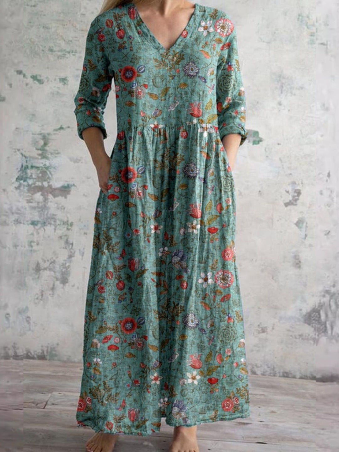 Dress Women’s Floral Summer V Neck Casual Midi Dress