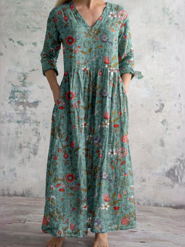 Dress Women’s Floral Summer V Neck Casual Midi Dress