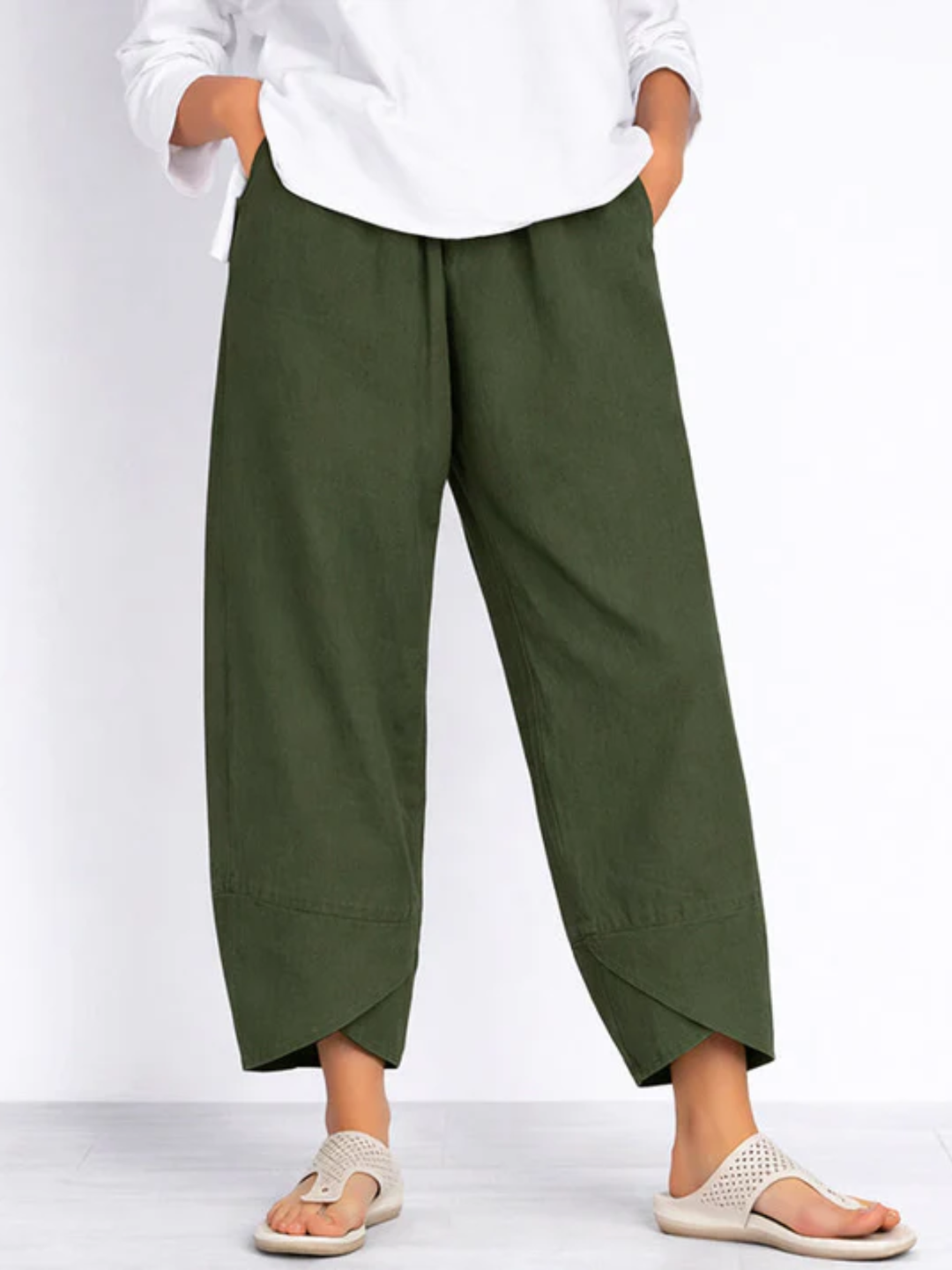 Women’s Linen Cropped Pants Loose Fit Summer Comfort Lightweight