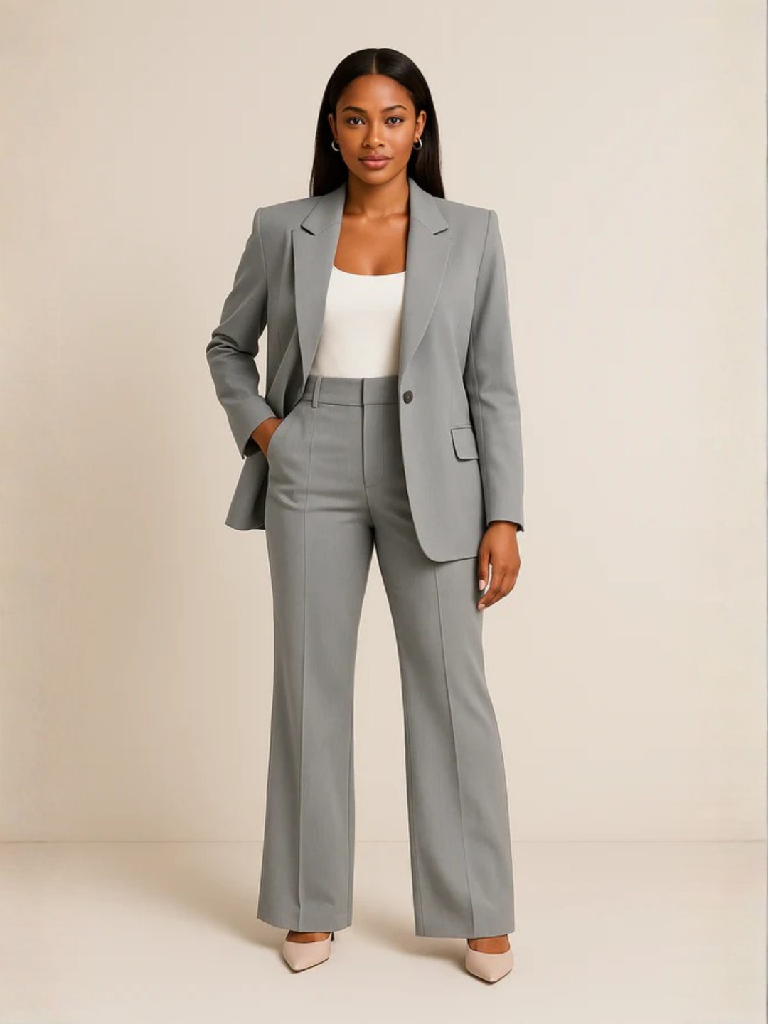 Women's tailored pants suit for work blazer and trousers set