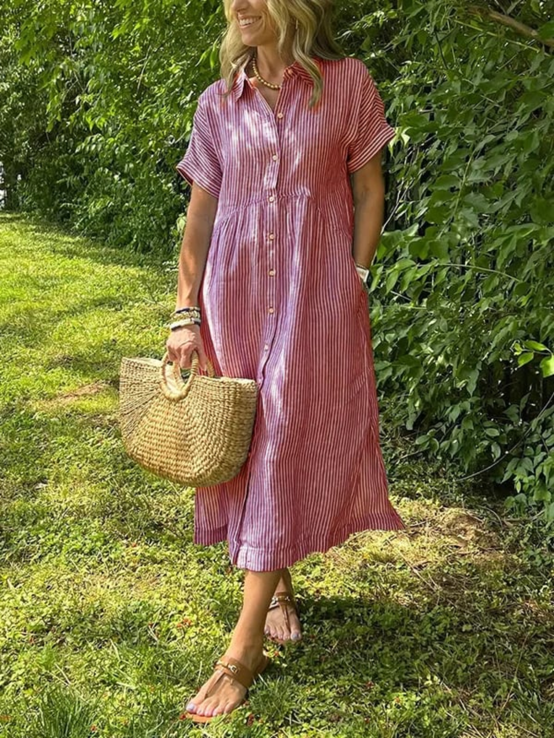 Women's Striped Shirt Dress for Work and Weekend Smart Casual Fit