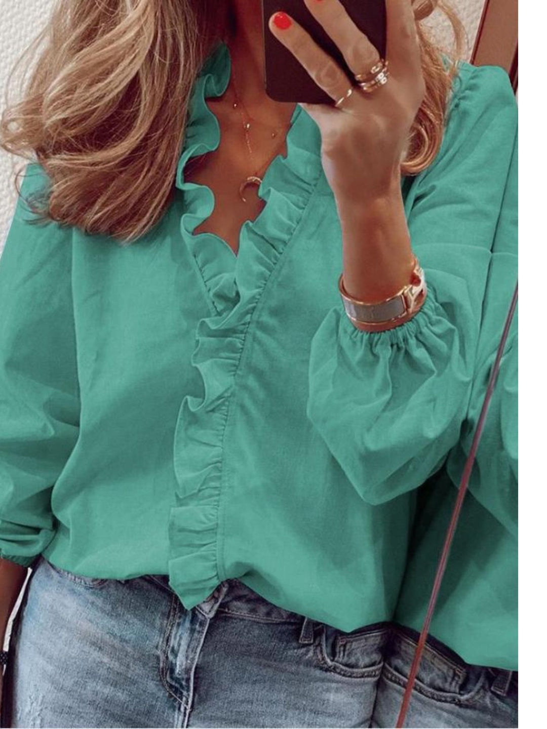 Blouse Soft Stretch V Neck Shirt for Daily Outfits Women