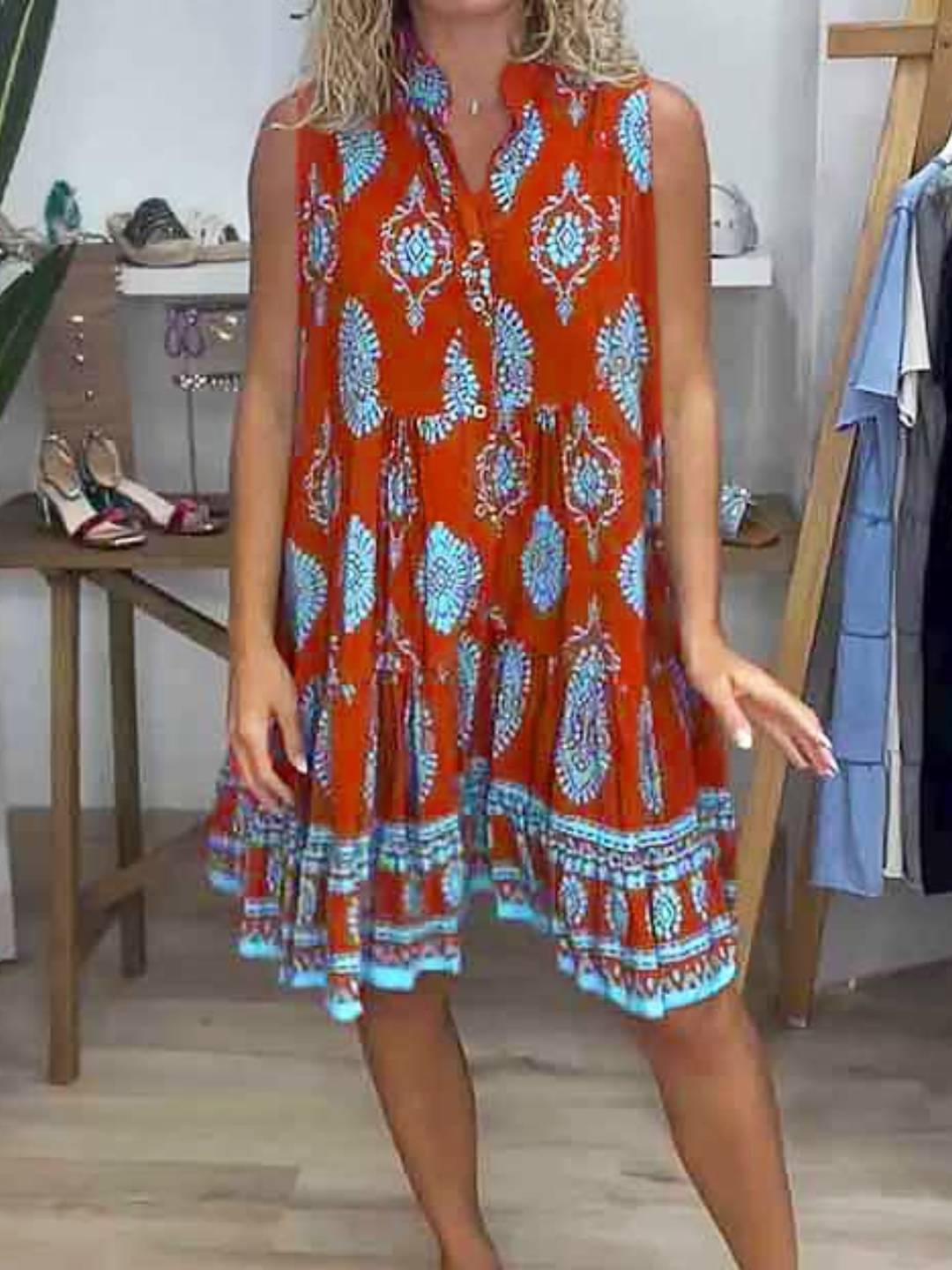 V-Neck Dress Breathable Summer Dress with Flattering Fit