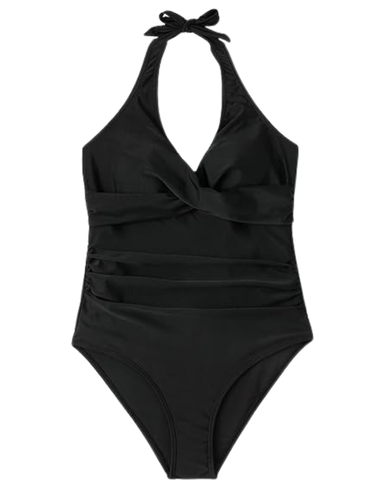 Women's One-Piece Swimsuit Ruched Waist Halter for Beach Vacation