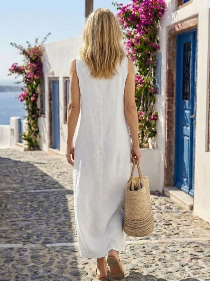 Women sleeveless midi dress comfortable summer outfit