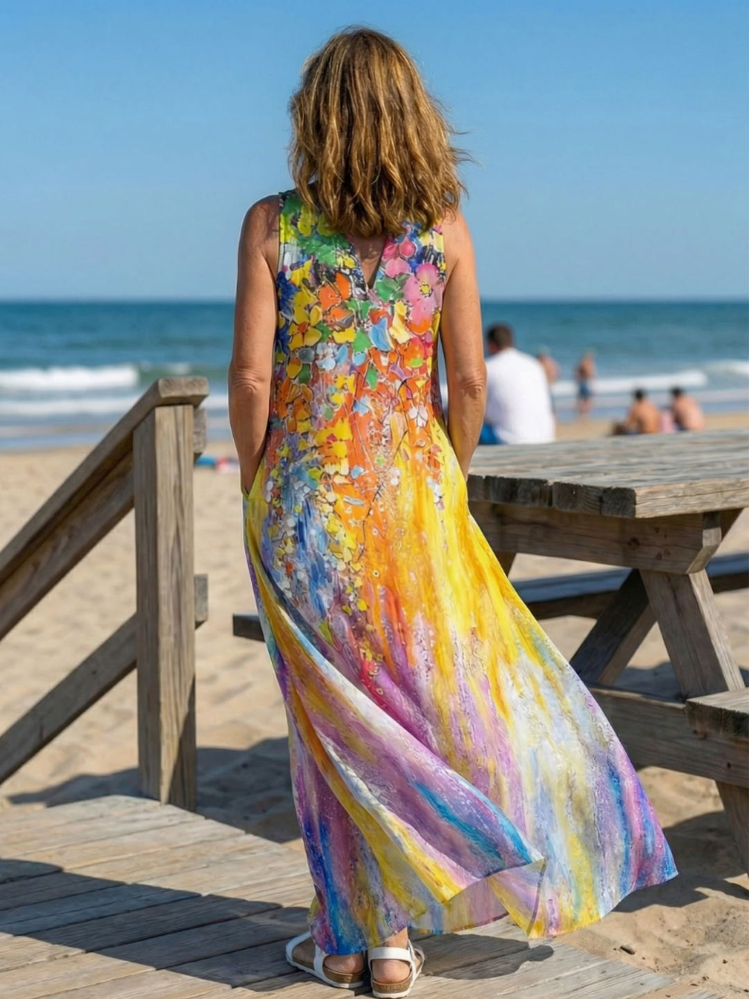 Casual Flowing Dress Women Soft Lightweight Day to Night Wea