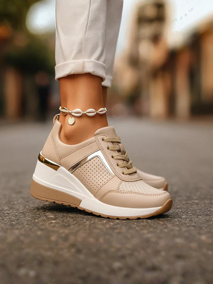 Women’s Comfortable Wedge Sneakers Leather Platform Daily Wear