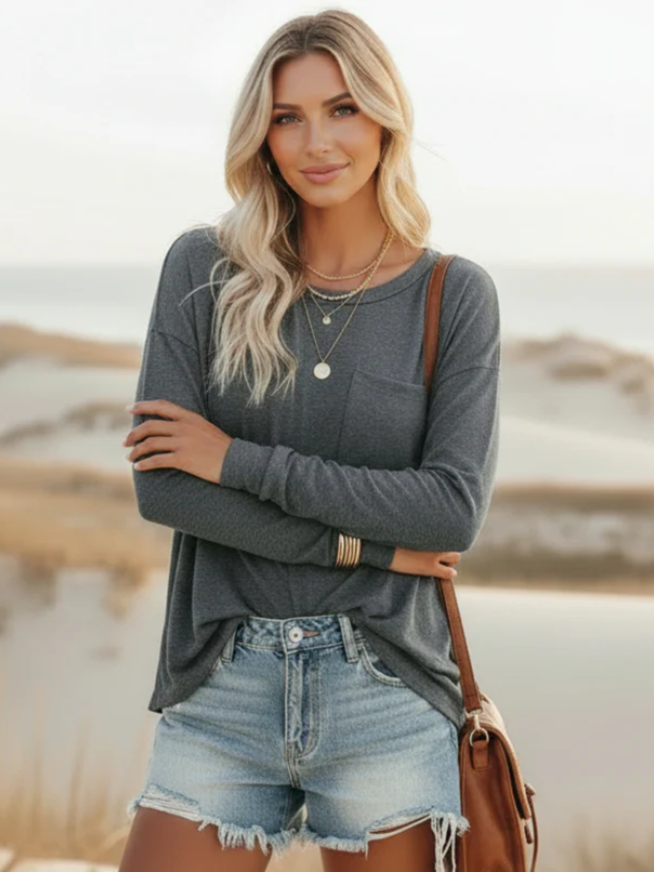 Womens Casual Long Sleeve Shirt Loose Spring Summer Everyday Wear