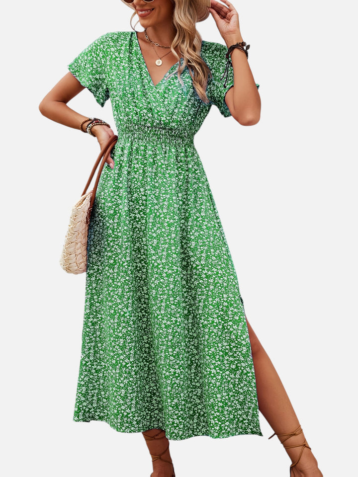 Women's Floral Maxi Dress for Summer Elegant High Slit Outfit