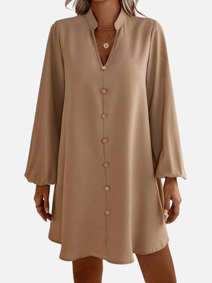 Women's V-Neck Midi Dress Long Sleeve Work and Occasion Wear