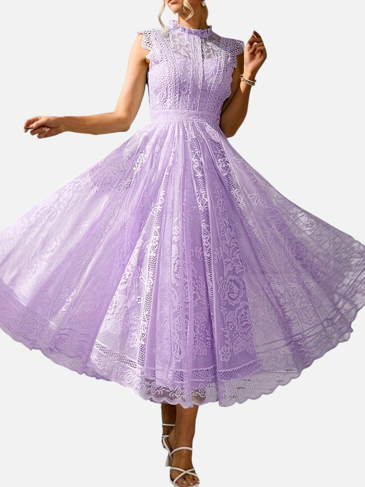 Women’s Lace Maxi Dress Wedding Guest Elegant Flared Fit