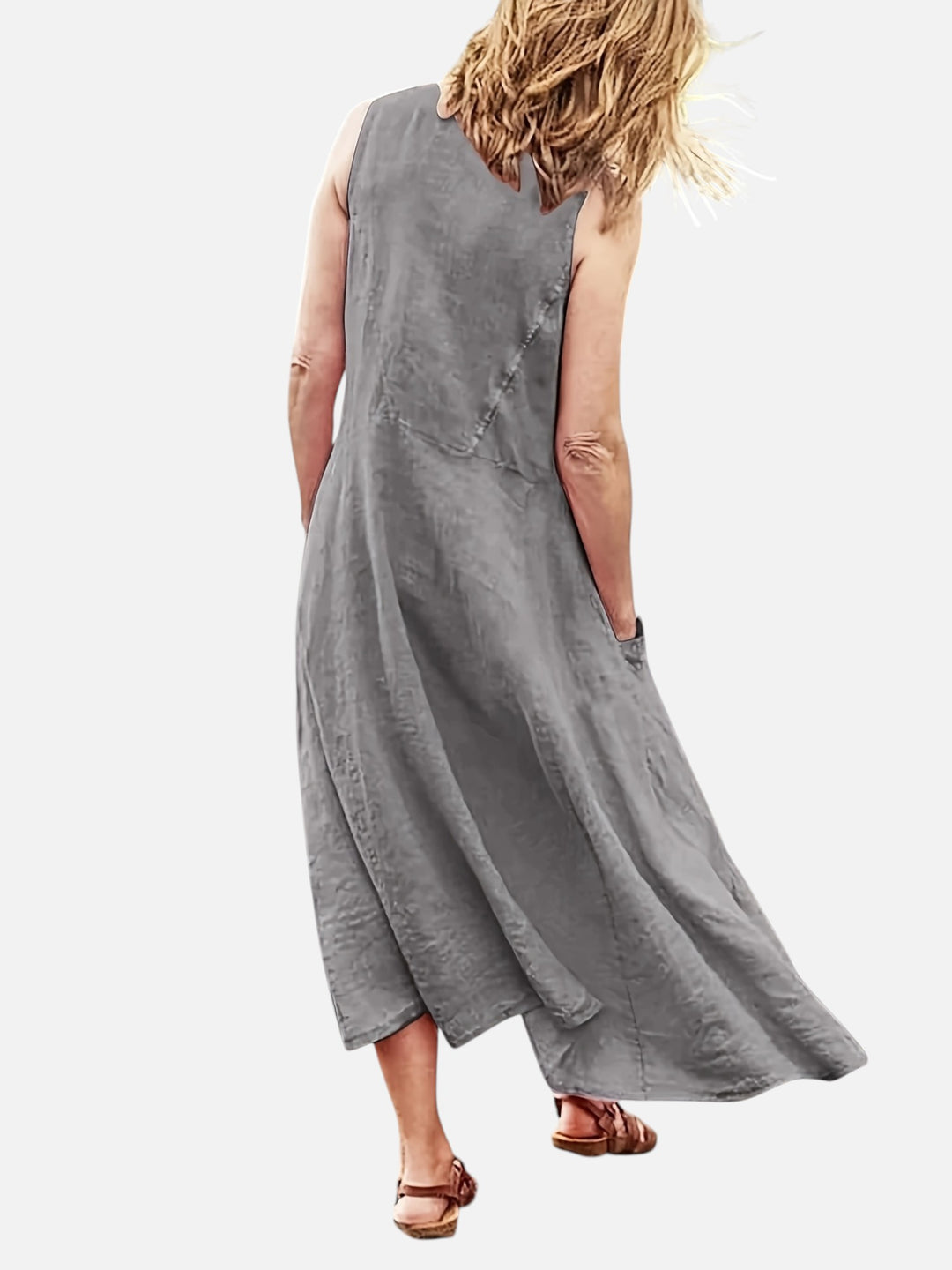 Women’s Sleeveless Midi Dress With Pockets Loose Summer Casual