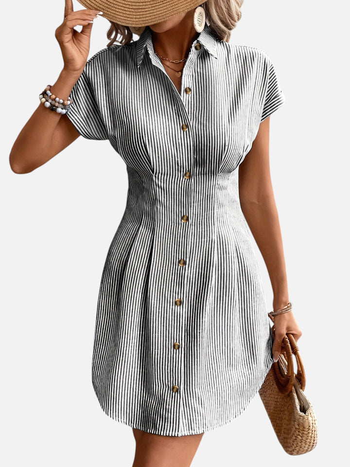 Women’s Striped Midi Shirt Dress for Work Summer Casual Elegant