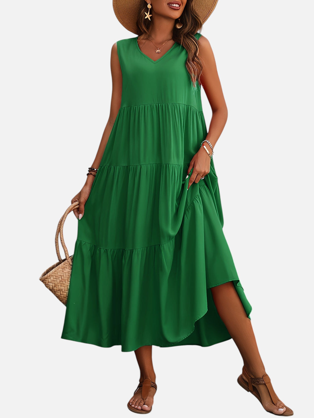 Women's V-Neck Maxi Dress Loose Fit Formal Evening Wear