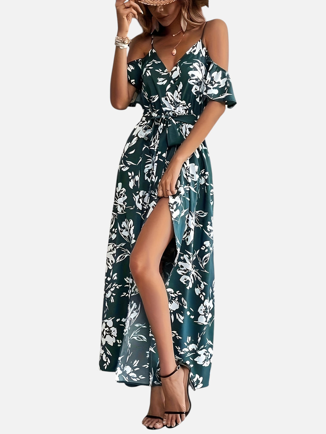 Women’s Summer Floral Maxi Dress A-Line Slit Casual Elegant