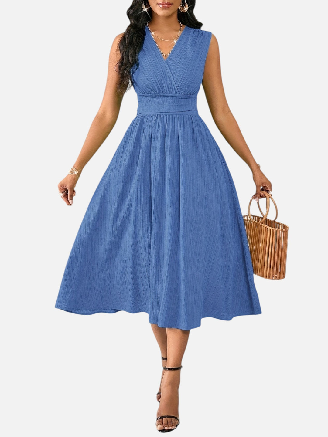 Midi Dress Women Sleeveless Summer Casual Vacation Outfit