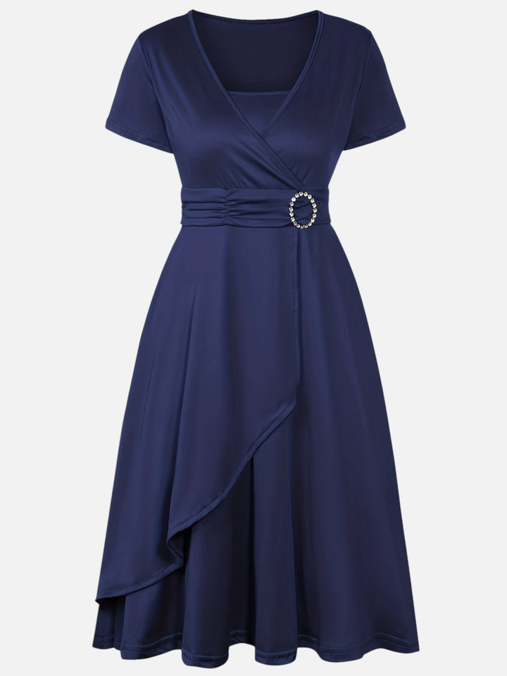 Women’s Rhinestone Midi Dress Elegant Party and Wedding Dress