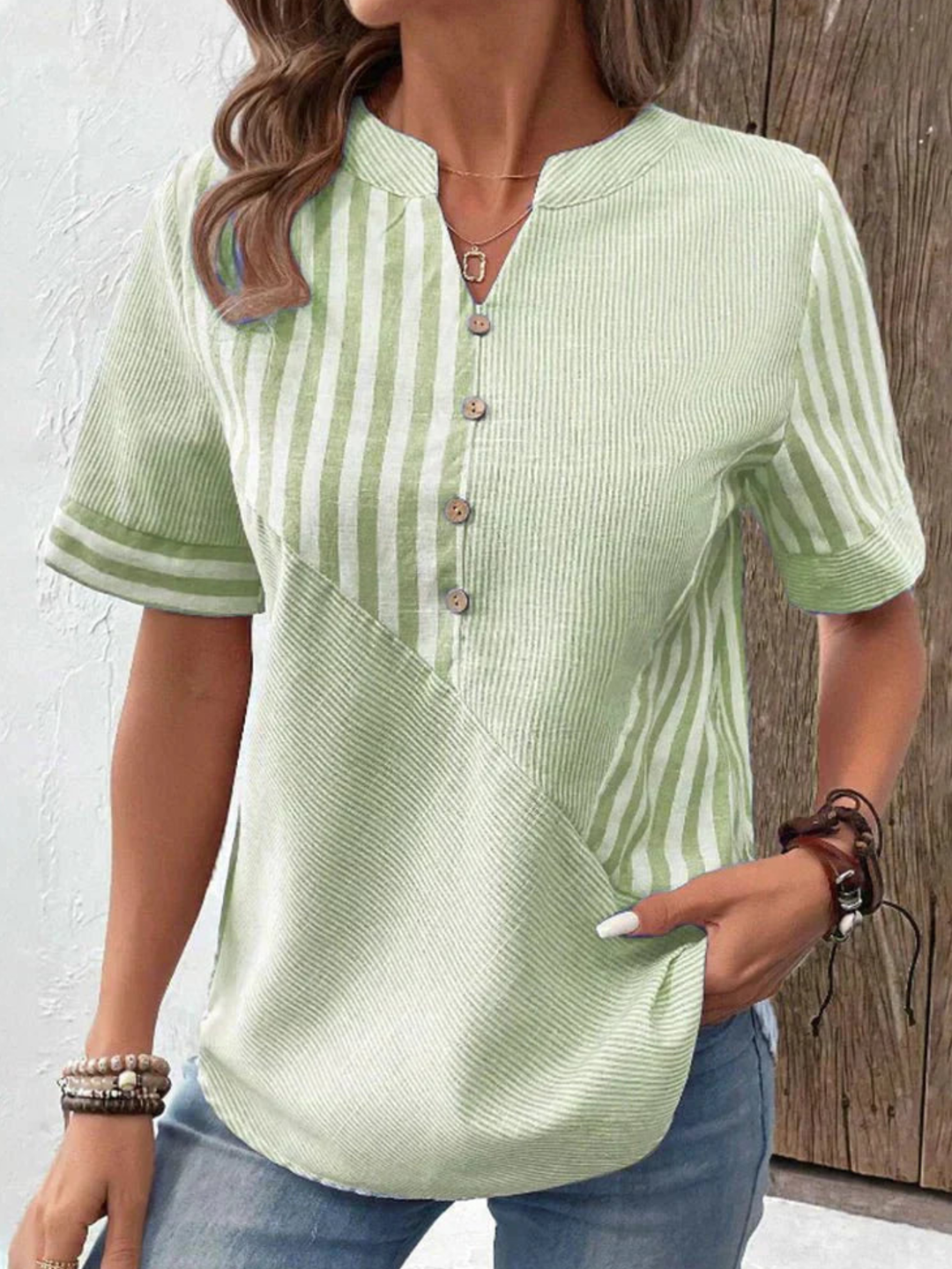 Blouse Women Striped Casual Top for Everyday Comfort Wear