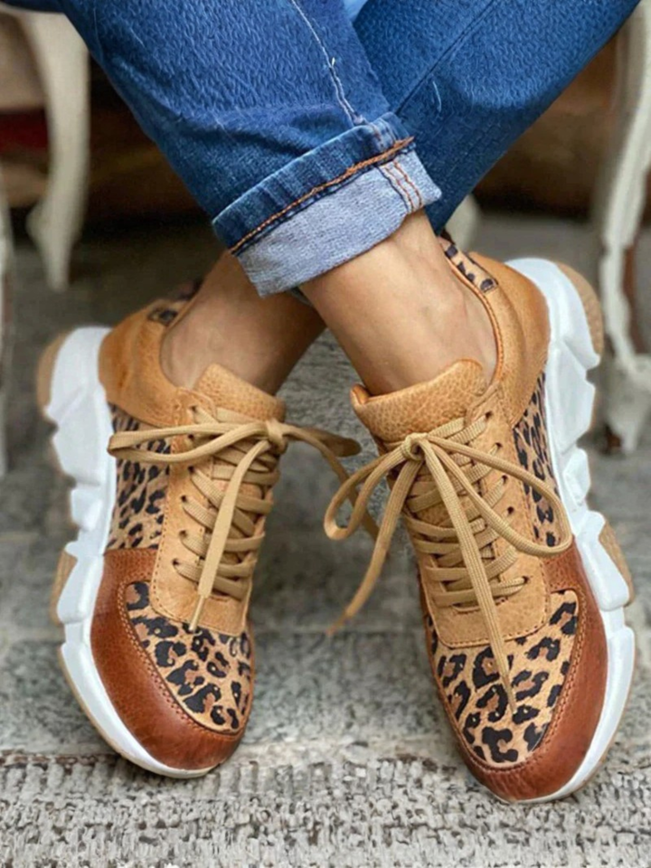 Women's Leopard Sneakers Supportive Walking Comfort Shoes