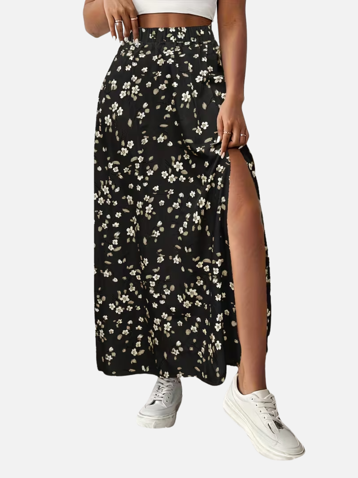 Women's Floral Maxi Skirt High Waist Vacation Outfit