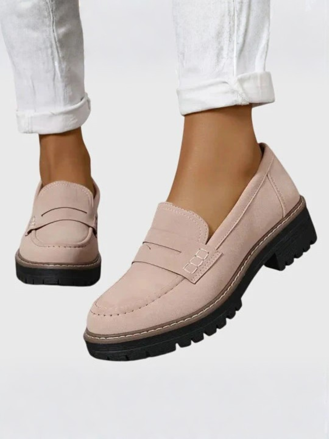 Women’s Comfortable Leather Loafers Slip-On Work Shoes