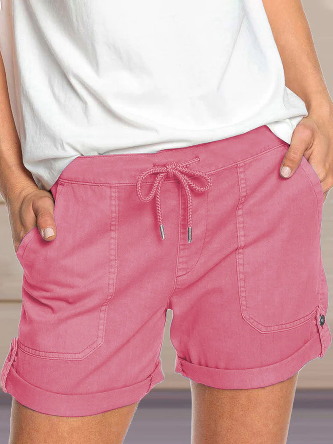 Women's Casual Shorts Elastic Waist Relaxed Fit Summer Wear