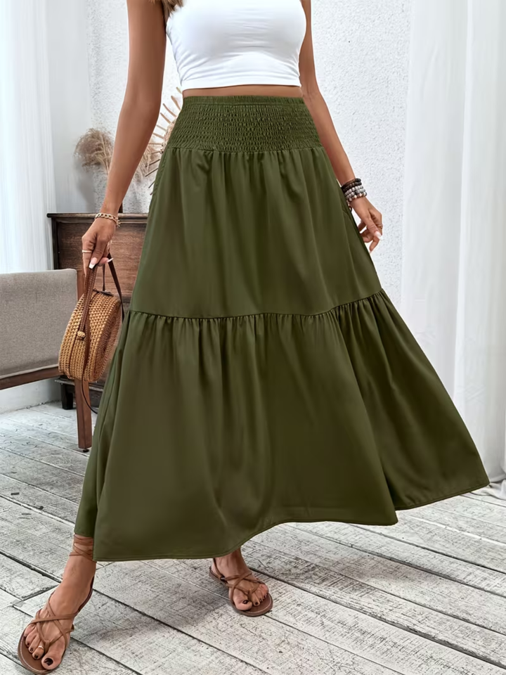 Boho maxi skirt women summer flowy skirt for beach holiday